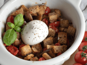 Burrata mit Croutons Tomate Lukas Grett Foodblog